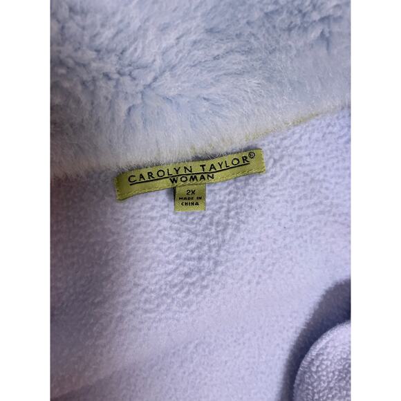 Lilac Faux Fur Coat Women’s 2XL Purple Beaded Cuff Glam Plush Winter Jacket - Picture 3 of 5